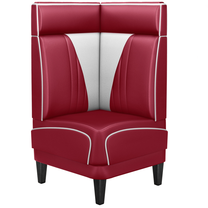 DINER VEGAS 1 | Banquette d'angle de dîner américain | L:H 64 x 103 cm | Patchwork en V | Rouge | Cuir