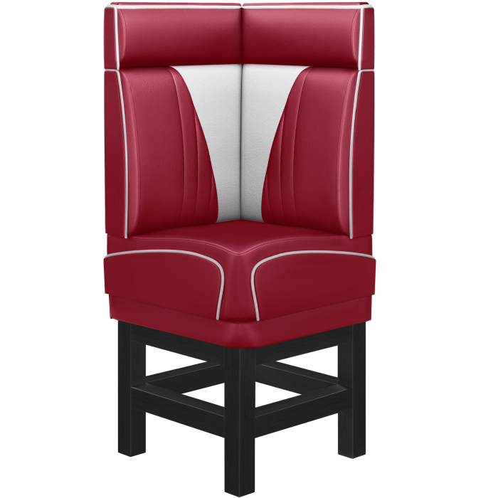 DINER VEGAS 1 | Banquette d'angle de dîner américain | L:H 64 x 133 cm | Patchwork en V | Rouge | Cuir