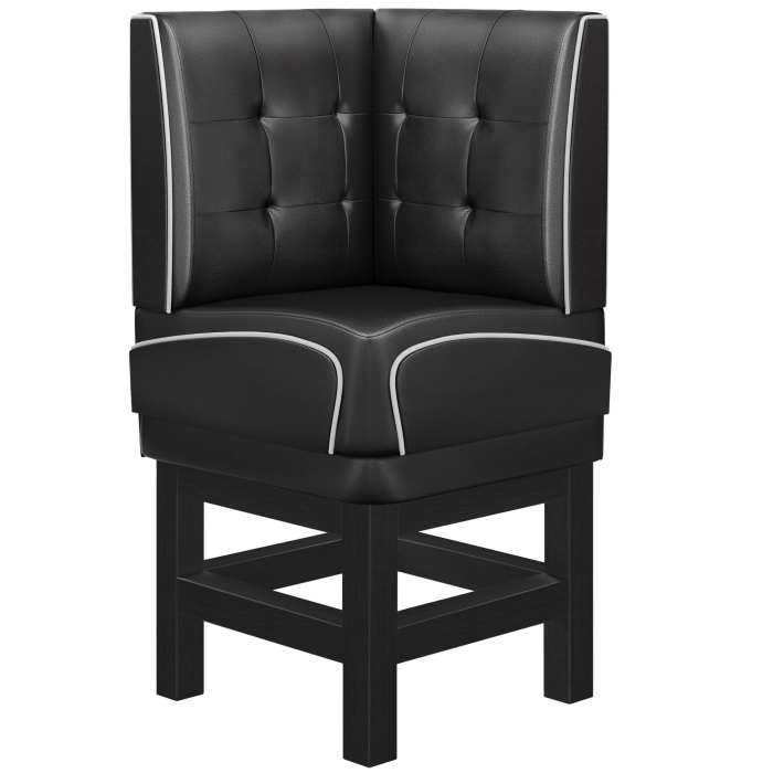 DINER 1 | Hjørnesofa til restaurant | B: H 64 x 133 cm | Chesterfield NO-knapp | Svart | lær