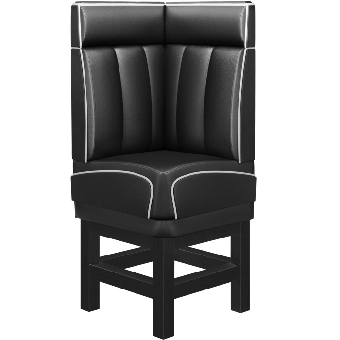 DINER 1 | Banquette d'angle pour restauration | L:H 64 x 153 cm | Rayé | Noir | Cuir