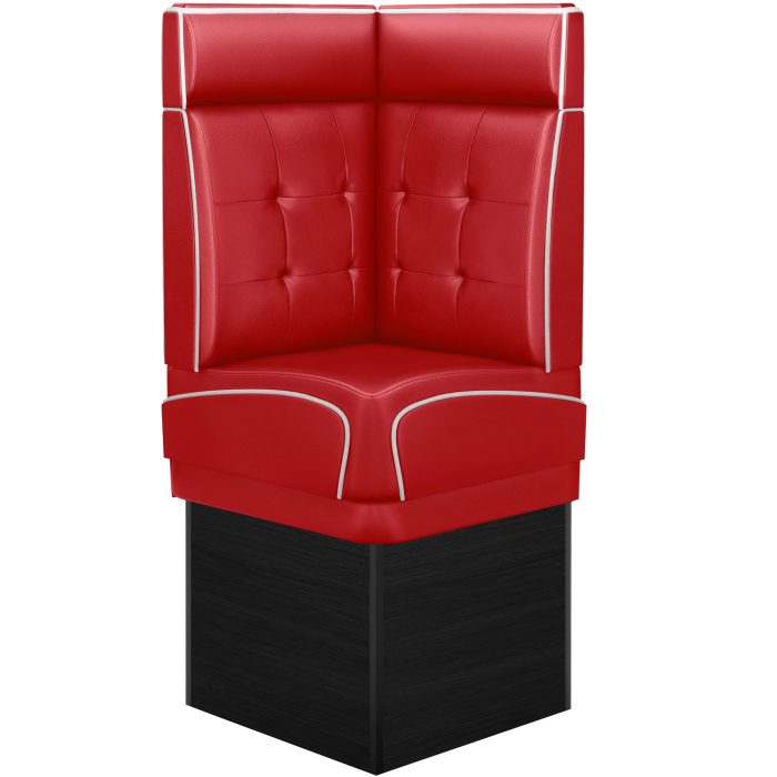 DINER 2 | Hjørnesofa til restaurant | B: H 64 x 153 cm | Chesterfield NO-knapp | rød | lær