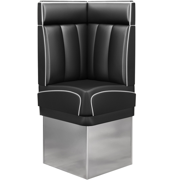 DINER 3 | Panca componibile modulo angolare per locali | L:H 64 x 153 cm | A righe | Nero | Pelle