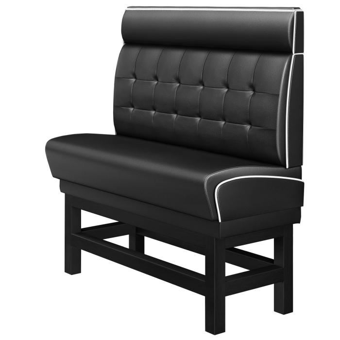 DINER 1 | Høj restaurantsofabænk | B:H 160 x 153 cm | Chesterfield NO-knap | Sort | Læder