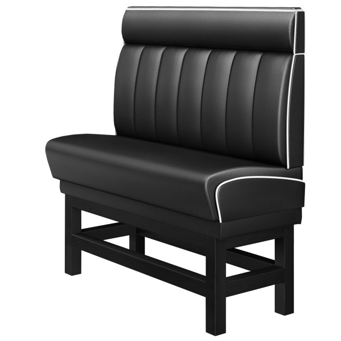 DINER 1 | Banquette haute professionnel | L:H 140 x 153 cm | Rayé | Noir | Cuir