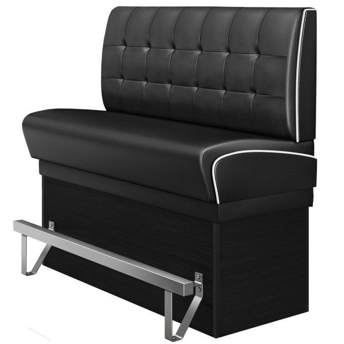 DINER 2 | Banquette haute professionnel | L:H 160 x 133 cm | Chesterfield NO Bouton | Noir | Cuir