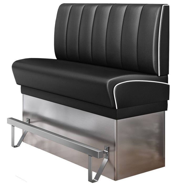 DINER 3 | Panca alta per ristorante | L:H 100 x 133 cm | A righe | Nero | Pelle