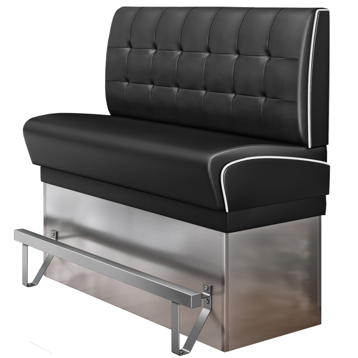 DINER 3 | Counter Height Banquette Bench | W:H 160 x 133 cm | Chesterfield NO Button | Black | Leather