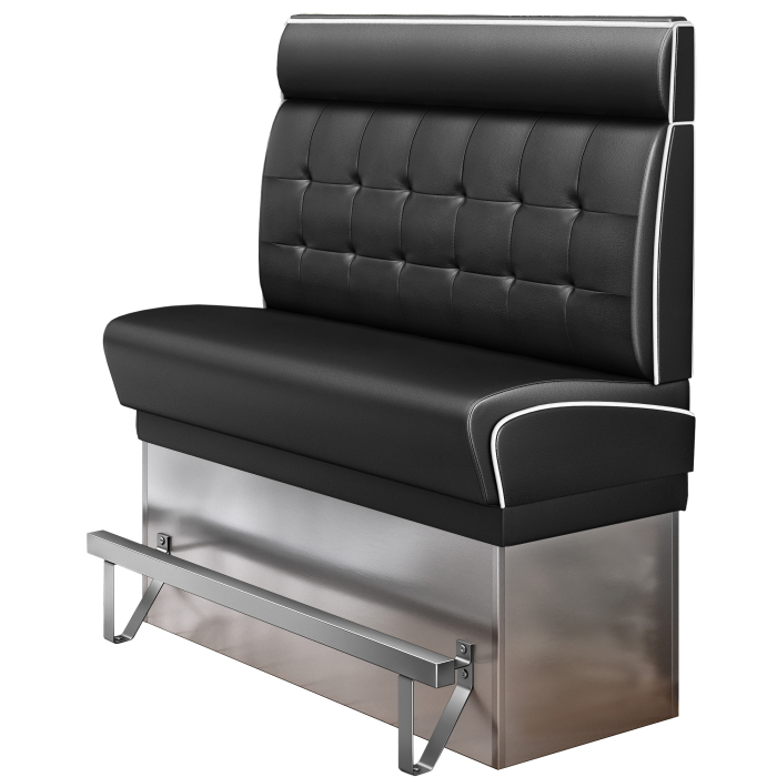 DINER 3 | Counter Height Banquette Bench | W:H 180 x 153 cm | Chesterfield NO Button | Black | Leather