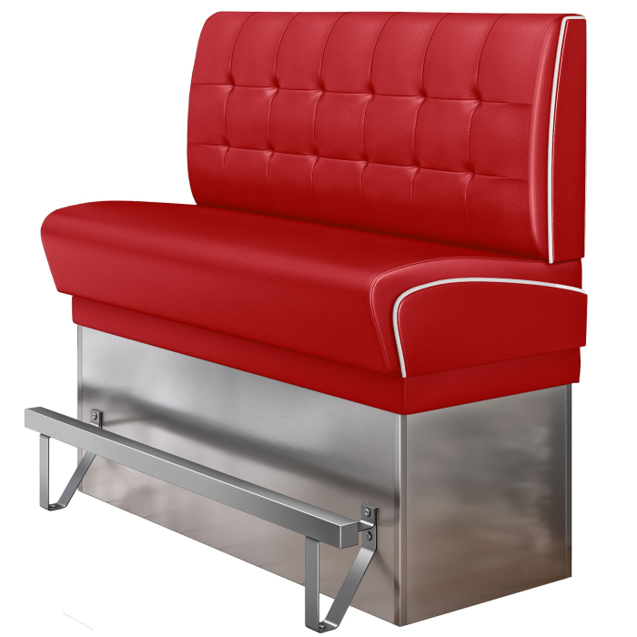 DINER 3 | Counter Height Banquette Bench | W:H 200 x 133 cm | Chesterfield NO Button | Red | Leather