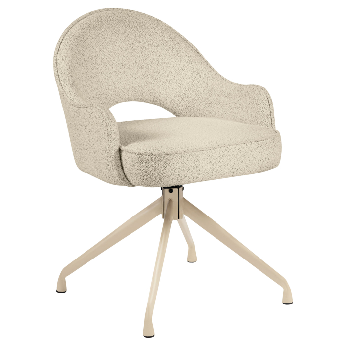 Diana | Hotel Stuhl | Beige | Teddystoff | Drehfuß | Gestell Weiß