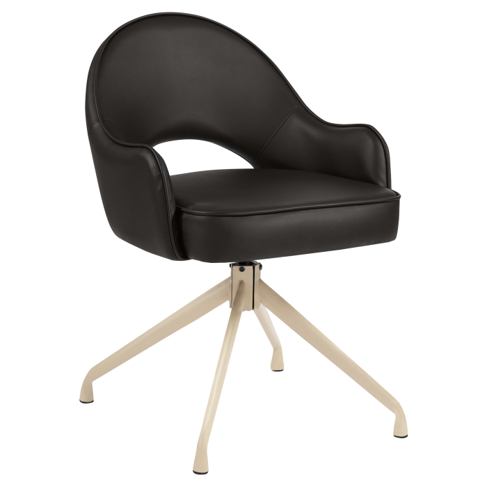 Diana | Hotel Stuhl | Braun | Leder | Drehfuß | Gestell Weiß