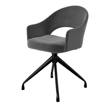 Diana | Hotel Sedia | Grigio | Velluto | Base girevole