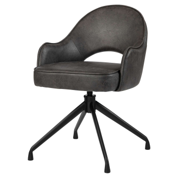 Diana | Hôtel Stuhl | Noir | Cuir | Pied pivotant