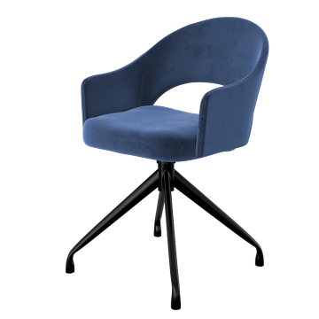 Diana | Hotel Stuhl | Blau | Samt | Drehfuß