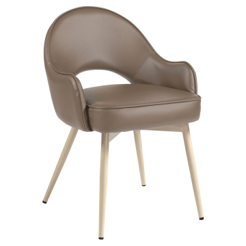 Diana | Hotellstol | Taupe | Läder | Vit ram