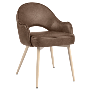 Diana | Hotellstol | Brun | Skinn | Hvit ramme
