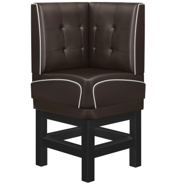 DINER 1 | Amerikansk diner hjørnebænk | B:H 64 x 133 cm | Chesterfield NO-knap | Brun | Læder