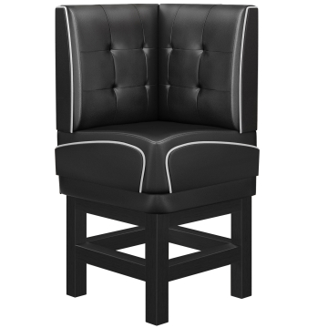 DINER 1 | Amerikansk diner hjørnebænk | B:H 64 x 133 cm | Chesterfield NO-knap | Sort | Læder