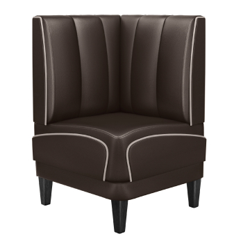 DINER 1 | Amerikansk diner hjørnebænk | B:H 75 x 103 cm | Stribet | Brun | Læder