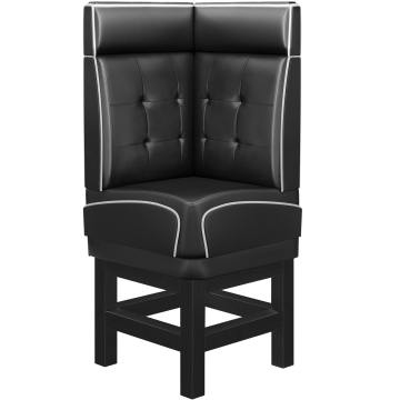 DINER 1 | Banquette d'angle pour restauration | L:H 64 x 153 cm | Chesterfield NO Bouton | Noir | Cuir