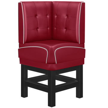 DINER 1 | Banquette d'angle pour restauration | L:H 64 x 153 cm | Chesterfield NO Bouton | Rouge | Cuir