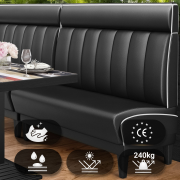DINER 1 | Banquette de dîner américain | L:H 120 x 123 cm | Rayé | Noir | Cuir