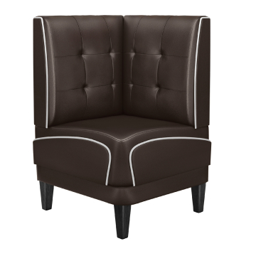 DINER 1 | Diner Eckbank | B:H 64 x 103 cm | Chesterfield NO Button | Braun | Leder