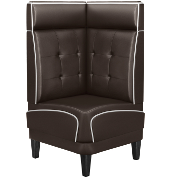 DINER 1 | Diner Eckbank | B:H 64 x 123 cm | Chesterfield NO Button | Braun | Leder