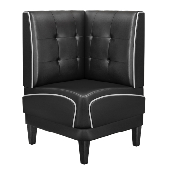 DINER 1 | Diner Hoekbank | B:H 64 x 103 cm | Chesterfield NO Button | Zwart | Leer