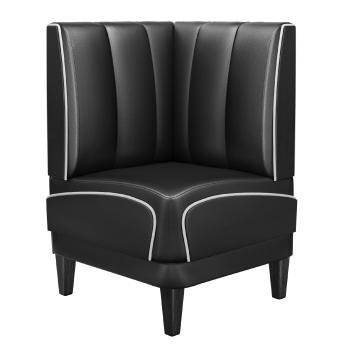 DINER 1 | Diner Hoekbank | B:H 64 x 103 cm | Gestreept | Zwart | Leer