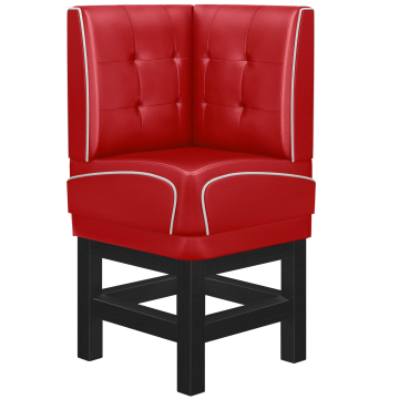 DINER 1 | Hjørnesofa til restaurant | B: H 64 x 153 cm | Chesterfield NO-knapp | rød | lær