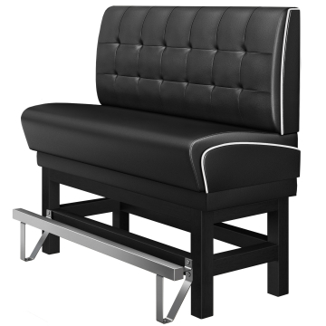 DINER 1 | Panca alta per ristorante | L:H 200 x 133 cm | Pulsante Chesterfield NO | Nero | Pelle