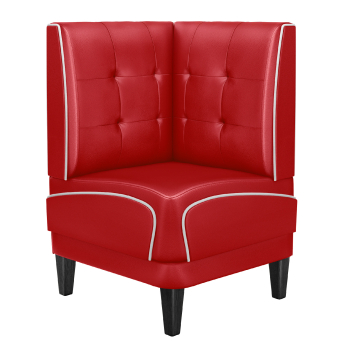 DINER 1 | Panca angolare Diner Americano | L:H 64 x 103 cm | Pulsante Chesterfield NO | Rosso | Pelle