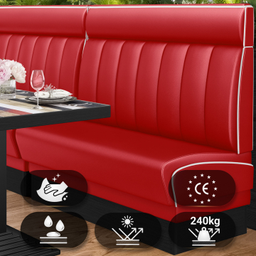 DINER 2 | Amerikaanse Diner Zitbank | B:H 120 x 123 cm | Gestreept | Rood | Leer