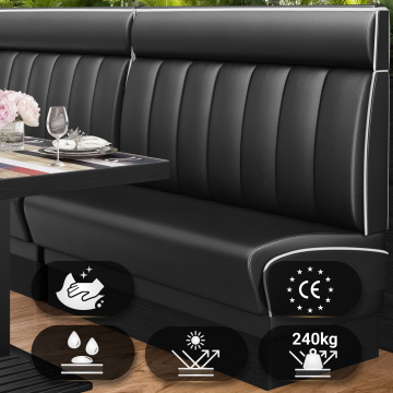DINER 2 | Amerikaanse Diner Zitbank | B:H 120 x 123 cm | Gestreept | Zwart | Leer