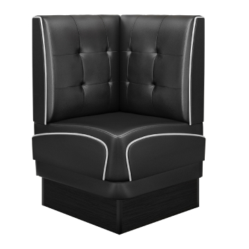 DINER 2 | Amerikansk diner hjørnebænk | B:H 75 x 103 cm | Chesterfield NO-knap | Sort | Læder
