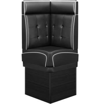 DINER 2 | Banquette d'angle pour restauration | L:H 64 x 153 cm | Chesterfield NO Bouton | Noir | Cuir