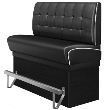 DINER 2 | Diner High Bench | W:H 140 x 133 cm | Chesterfield NO Button | Black | Leather