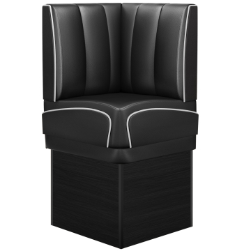 DINER 2 | Hjørnesofa til restaurant | B: H 64 x 133 cm | Stripete | Svart | lær