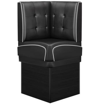 DINER 2 | Kahvilan Kulmasohva | S:K 64 x 133 cm | Chesterfield NO-painike | Musta | Nahka