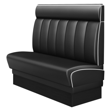 DINER 2 | Restaurantsofa i diner stil | B: H 140 x 123 cm | Stripete | Svart | lær