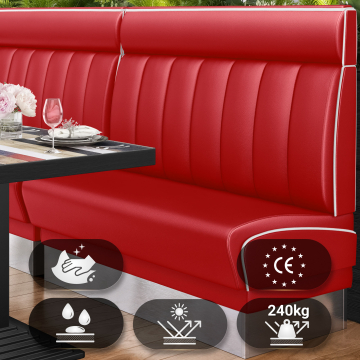 DINER 3 | American Diner Bench | W:H 120 x 123 cm | Striped | Red | Leather