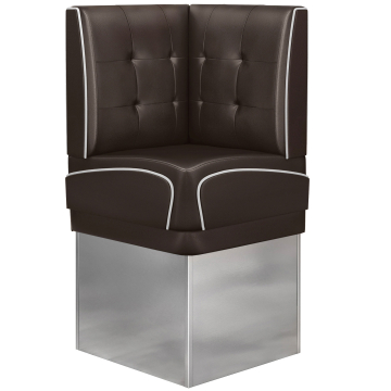 DINER 3 | Amerikansk diner hjørnebænk | B:H 64 x 133 cm | Chesterfield NO-knap | Brun | Læder