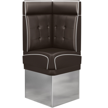 DINER 3 | Amerikansk diner hjørnebænk | B:H 64 x 153 cm | Chesterfield NO-knap | Brun | Læder