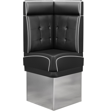 DINER 3 | Banquette d'angle pour restauration | L:H 64 x 153 cm | Chesterfield NO Bouton | Noir | Cuir