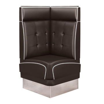 DINER 3 | Diner Eckbank | B:H 64 x 123 cm | Chesterfield NO Button | Braun | Leder