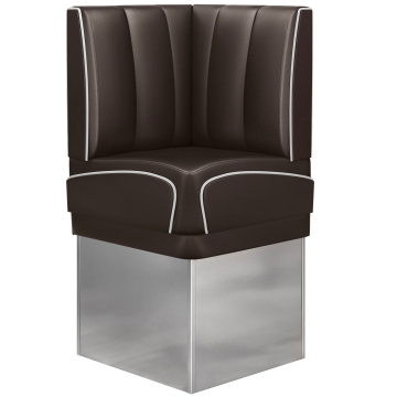 DINER 3 | Diner Eckbank | B:H 64 x 133 cm | Gestreift | Braun | Leder