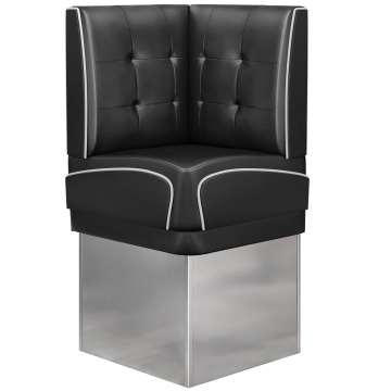 DINER 3 | Diner Eckbank | B:H 64 x 153 cm | Chesterfield NO Button | Schwarz | Leder