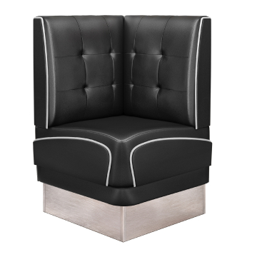 DINER 3 | Diner Hoekbank | B:H 64 x 103 cm | Chesterfield NO Button | Zwart | Leer