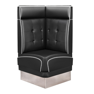 DINER 3 | Diner Hoekbank | B:H 64 x 123 cm | Chesterfield NO Button | Zwart | Leer